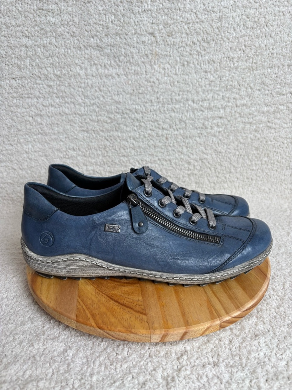Remonte Shoes Womens 9.5 Liv 02 Lace Up Side Zip Casual Leather Sneakers in Blue